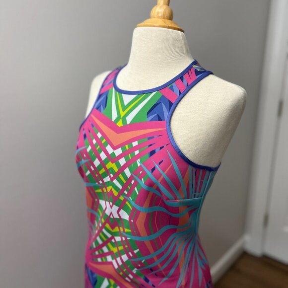 Alice & Trixie Claire Bright Palm Print Scuba Dress Sz M - Picture 2 of 13